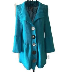 Soft Surroundings Bell Sleeve Cotton Knit Cardigan